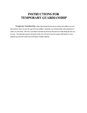 Temporary Guardianship and Medical Authorization Form