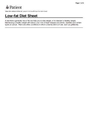 Fillable Online info/health/low-fat-diet-sheet Fax Email Print - pdfFiller