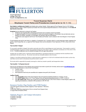 CSU Fullerton Travel Expense Claim