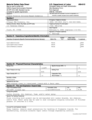 OSHA Material Safety Data Sheet