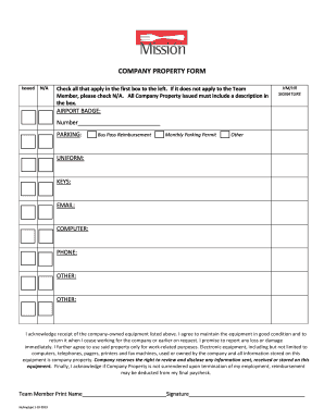 Company Property Form