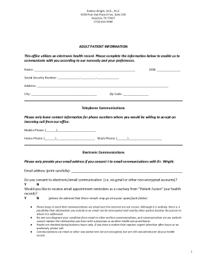 Adult Patient Information Form