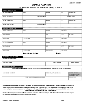 Patient Information and Medical History Form