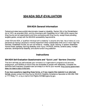 504/ADA Self-Evaluation Questionnaire