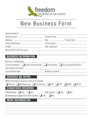 New Business Form