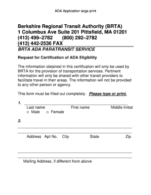 ADA Paratransit Eligibility Application