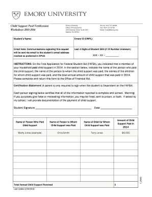 Child Support Paid Verification Form