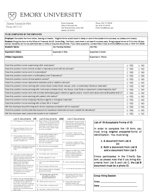 Student Selected for Hire Form 201314 Emory University Office of Financial Aid 200 Dowman Drive, Suite 300 Atlanta, GA 30322 Phone: 404 - studentaid emory