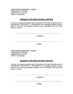 Request for Regular Mail Service
