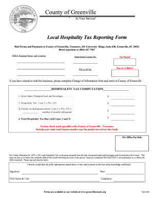 Greenville Hospitality Tax Reporting Form