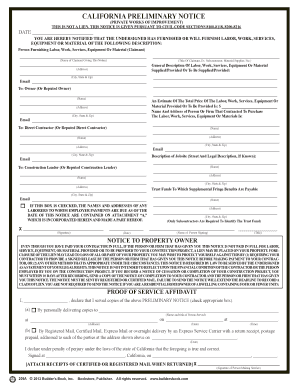 California Preliminary Notice for Private Works