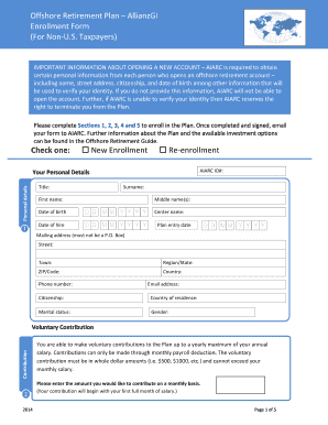 Offshore Retirement Plan Enrollment Form