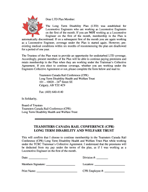 Long Term Disability Plan Membership Continuation Form