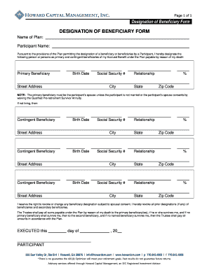 Designation of Beneficiary Form