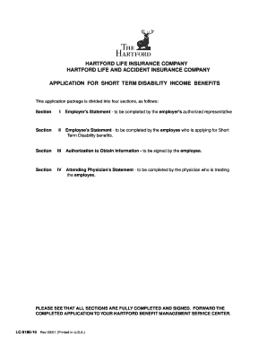Short Term Disability Income Benefits Application