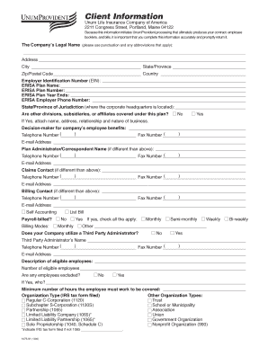 UnumProvident Client Information Form
