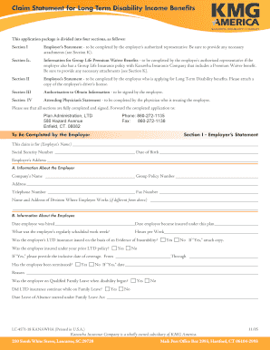 Long Term Disability Income Benefits Claim Form