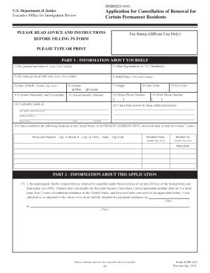 US Permanent Resident Cancellation of Removal Application