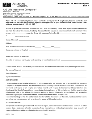 Accelerated Life Benefit Request Form