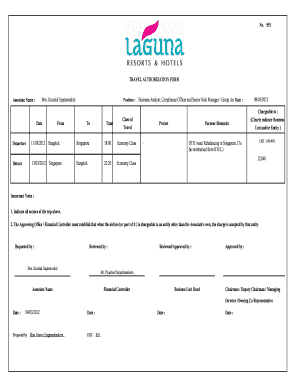 Travel Authorization Form