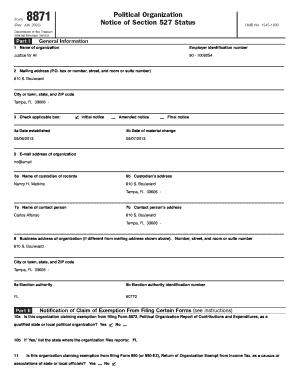 Form 8871 Political Organization Notice