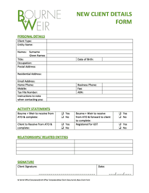 New Client Details Form