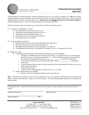 US Citizenship Documentation Form