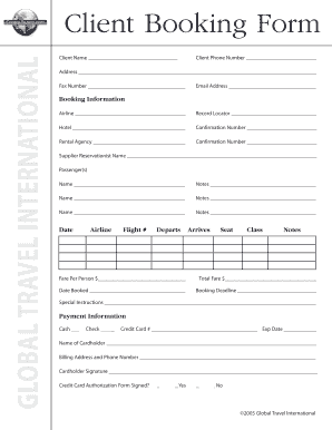 Client Booking Form