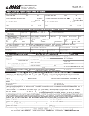 Maryland Application for Certificate of Title