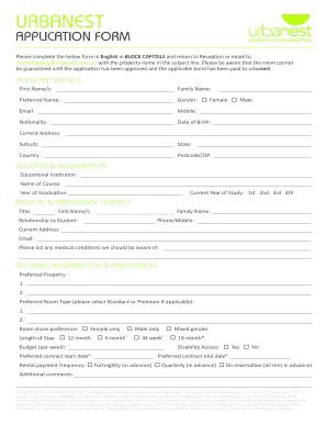Urbanest Application Form