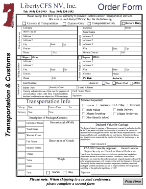 LibertyCFS NV Order Form