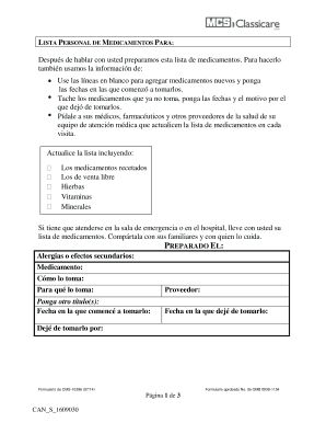 LISTA PERSONAL DE MEDICAMENTOS PARA