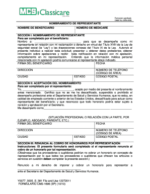 Formulario aprobado NOMBRAMIENTO DE REPRESENTANTE