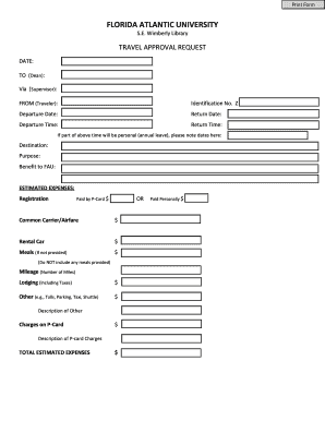 Florida Atlantic University Travel Approval Request