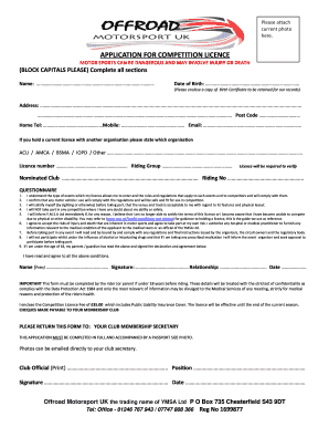 Application for Competition Licence