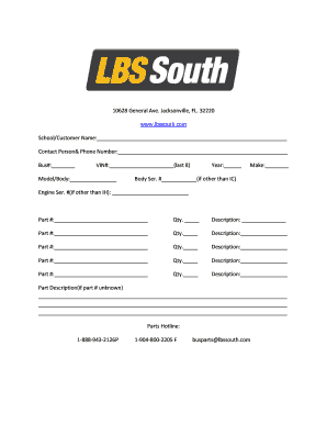 Parts Order Form