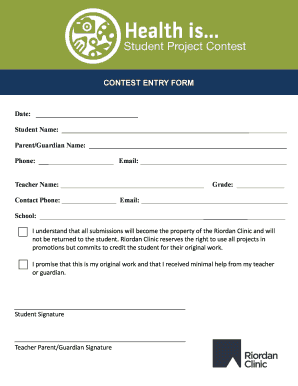 Health Is Contest Entry Form