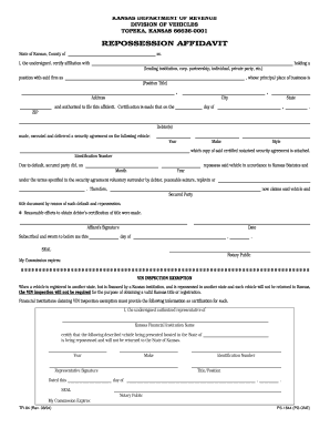 Kansas Repossession Affidavit