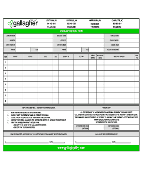 Gallagher Tire Warranty Return Form