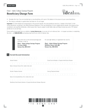 Idaho College Savings Program Beneficiary Change Form
