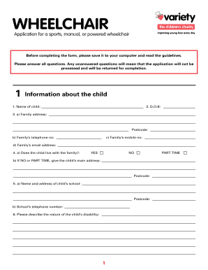 Wheelchair Application Form
