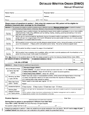 Medicare Manual Wheelchair Detailed Written Order