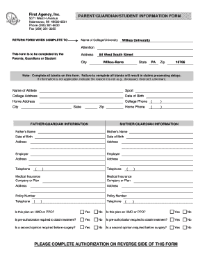 Student Health Insurance Authorization Form
