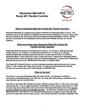 Waukesha Metrolift & Route 901 Parallel Corridor Eligibility Certification Form