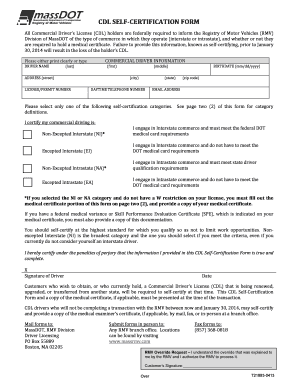 CDL Self-Certification Form