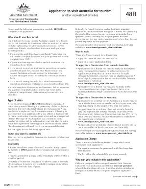 Australia Tourist Visa Application Form 48R