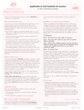 Australia Tourist Visa Application Form 48R