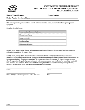 Wastewater Discharge Permit for Dental Amalgam Separator