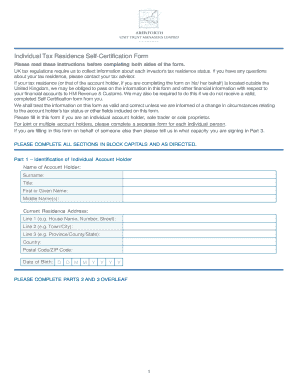 UK Individual Tax Residence Self-Certification Form