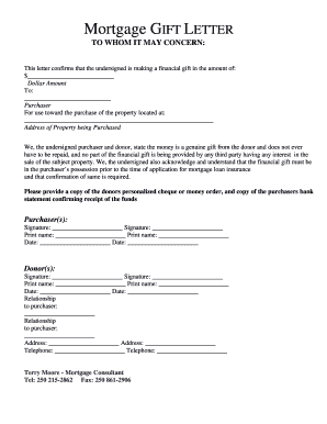 Mortgage Gift Letter